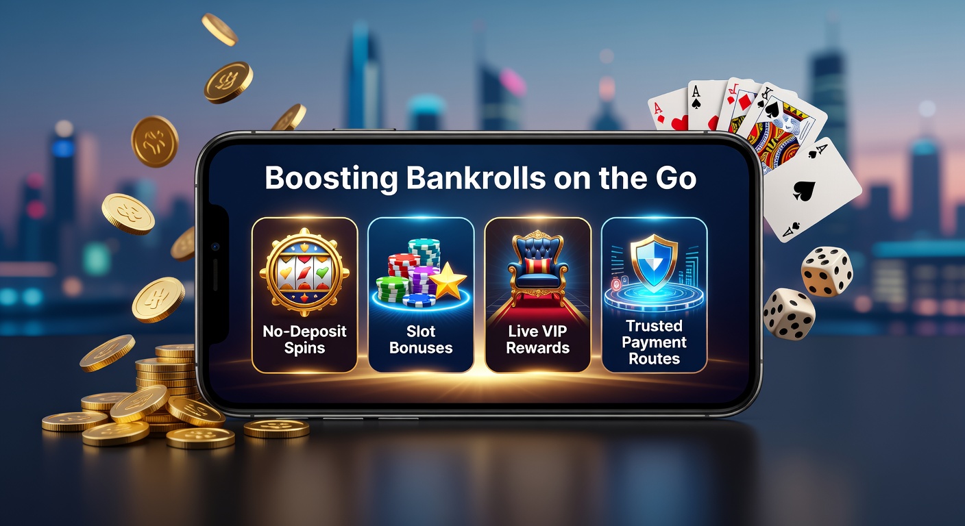 Speler met mobiele telefoon bij een online slotspel, symboliserend snelle bankrollgroei via bonussen