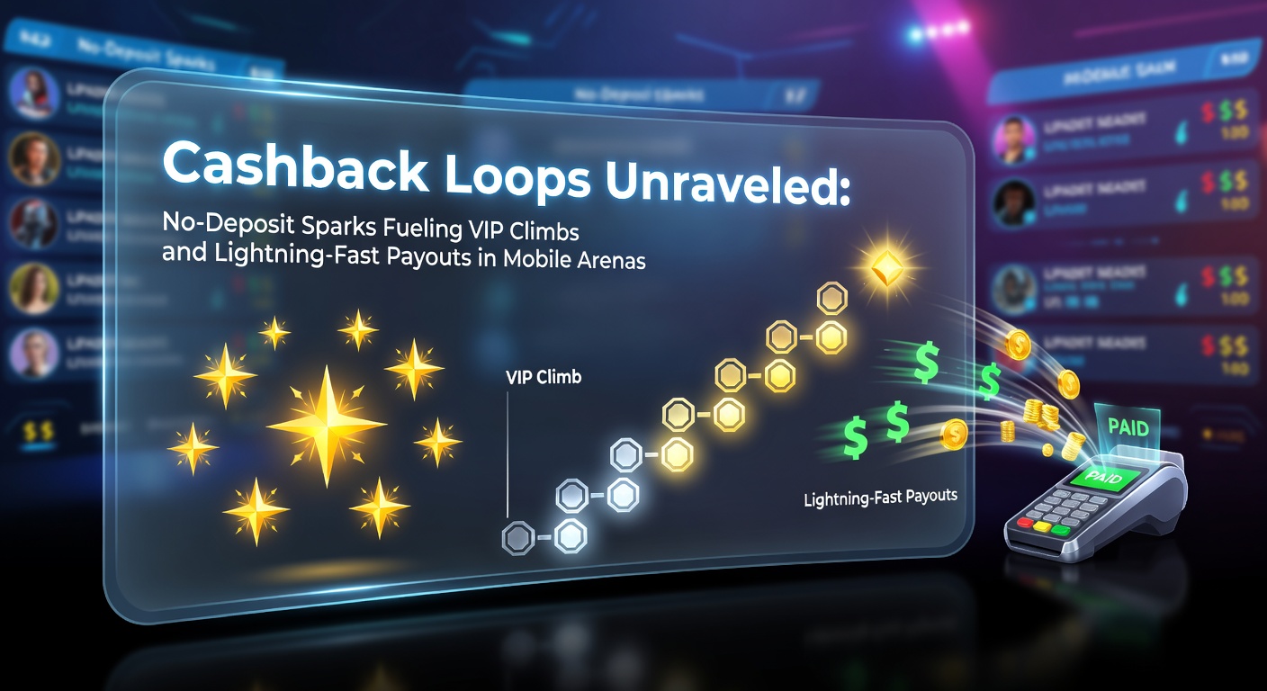 Mobiele casino-interface met cashback-aanbieding en VIP-badge die oplicht op een smartphone-scherm