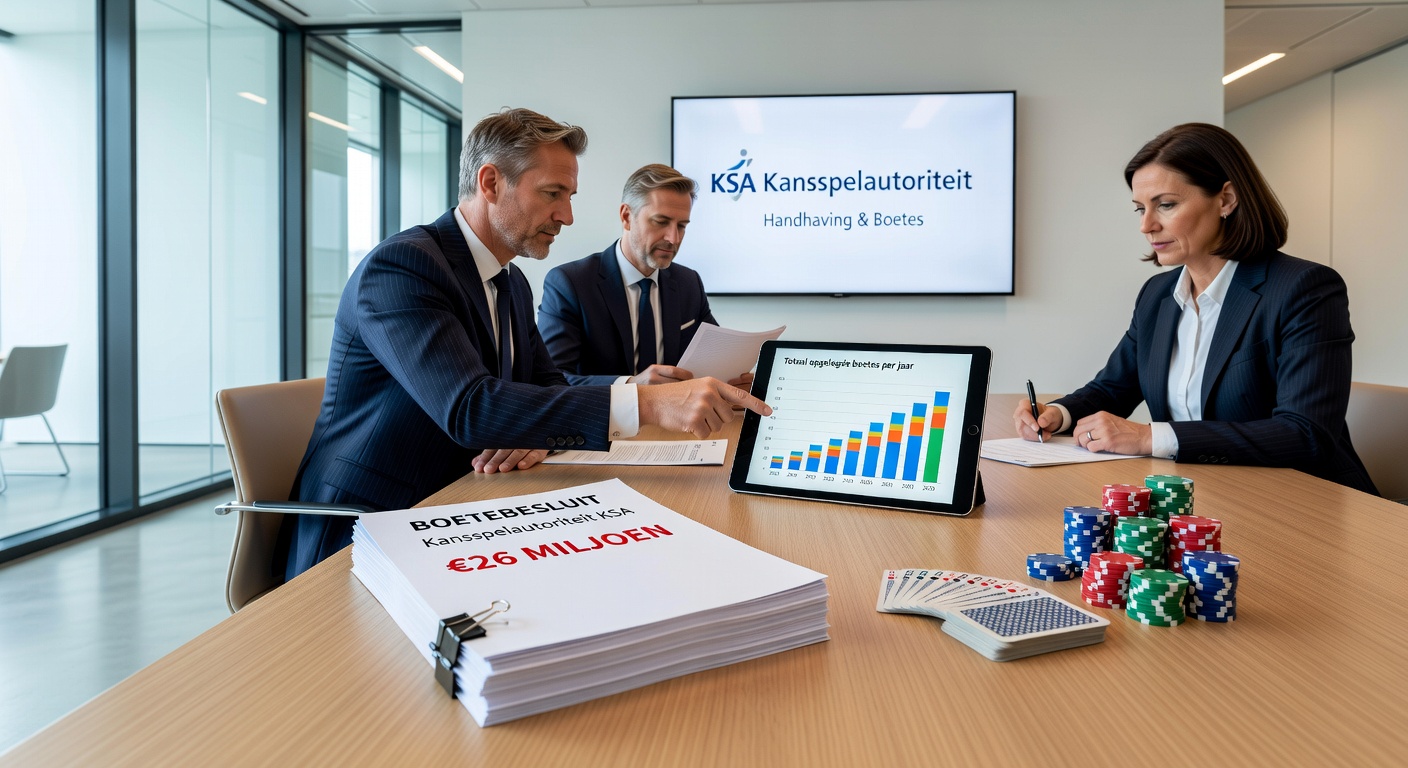 Grafiek met boetebedragen van KSA, tonen record van 24 miljoen euro naast andere sancties