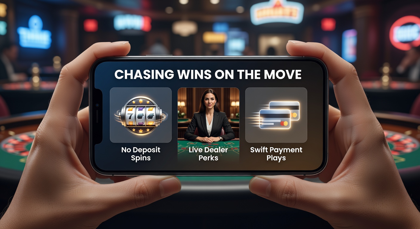 Smartphone met mobiel casino interface, gratis spins en live dealer tafels zichtbaar op het scherm tijdens een ritje in de trein