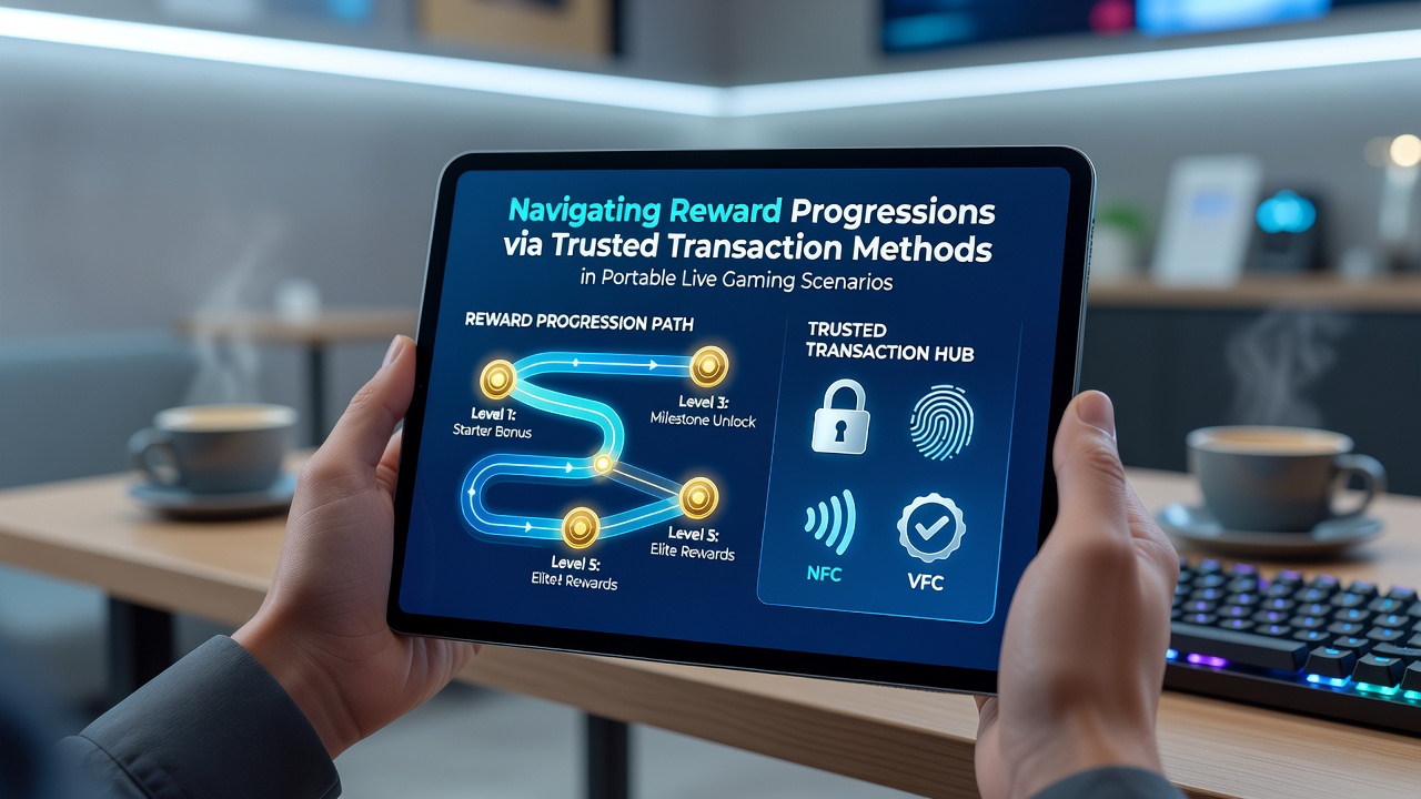 Mobiele live gaming interface met veilige betaalmethoden en beloningsprogressie indicatoren