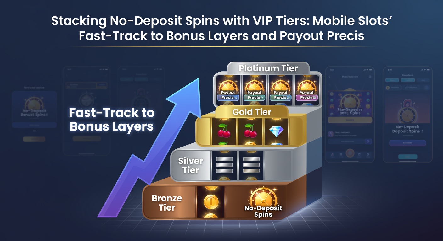 VIP-tier piramide in een mobiel casino-app, met no-deposit spins die spelers omhoog duwen naar goud- en platina-niveaus