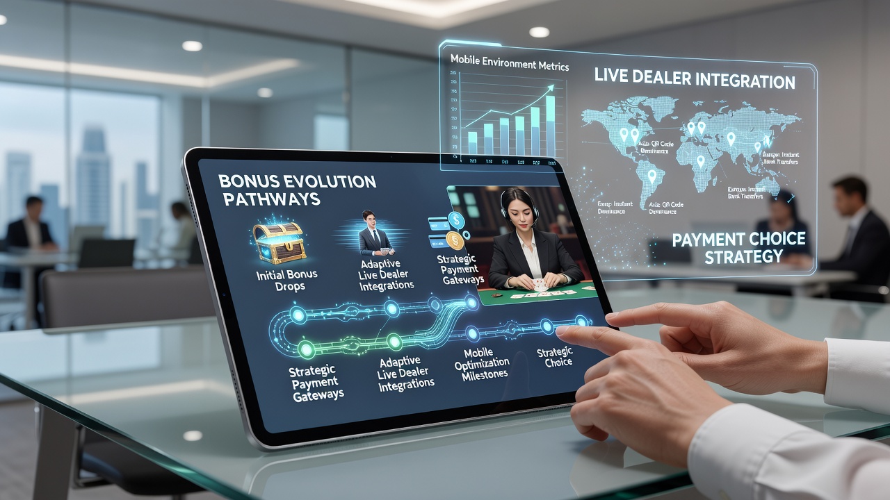 Mobiele live dealer setup met betalingsopties en bonus tracking