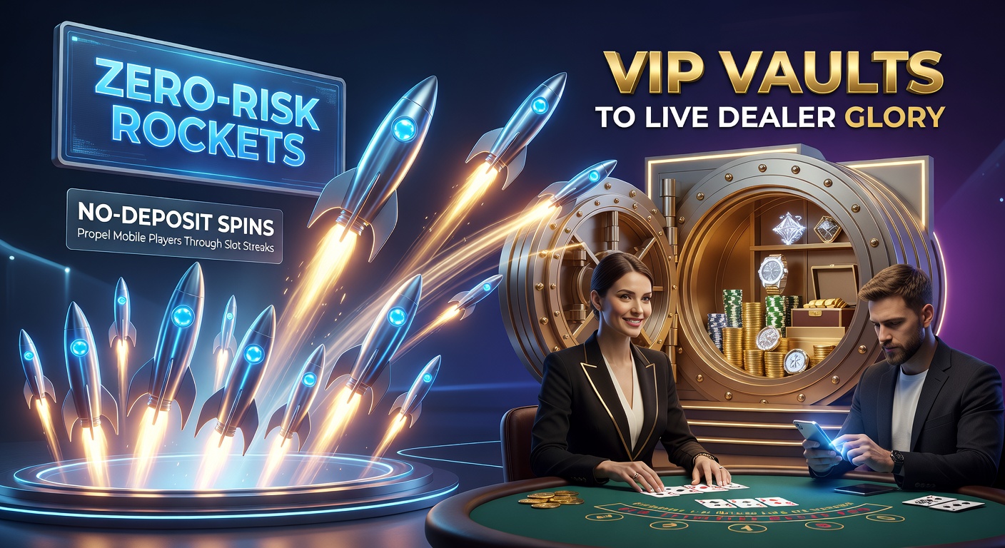Mobiele speler geniet van gratis spins op slots, met VIP live dealer tafels op de achtergrond